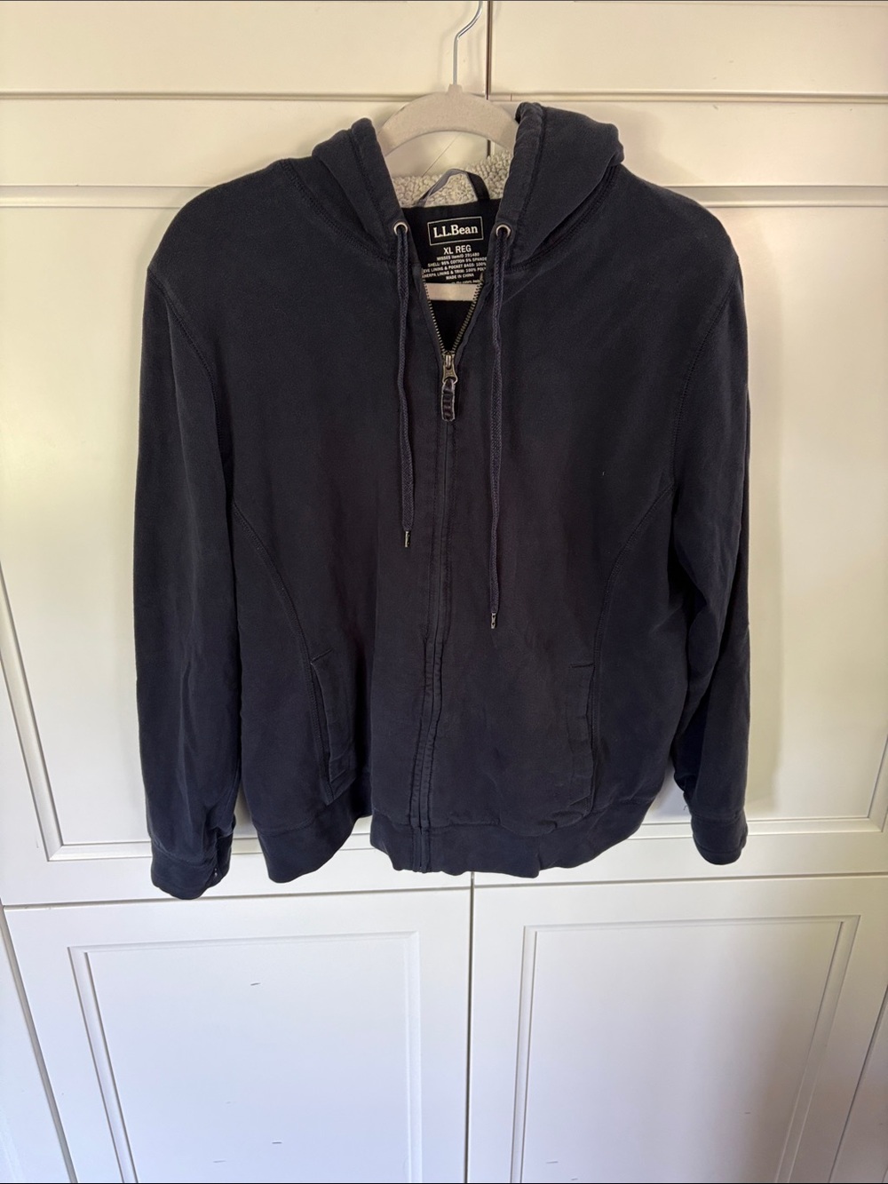 L.L Bean Women’s XL Zip Hoodie Sweatshirt • Navy Blue & Fleece
